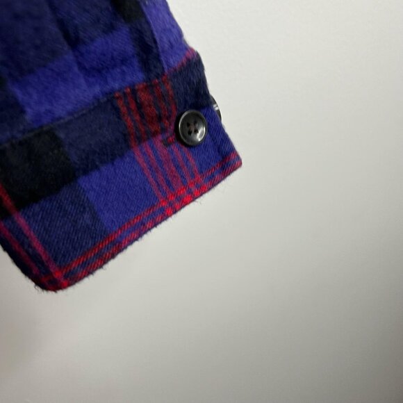 L.L.Bean Jacket Womens Small Purple Black Plaid Sherpa Lined Flannel Relaxed Fit - Picture 5 of 13